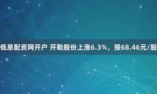 低息配资网开户 开勒股份上涨6.3%，报68.46元/股